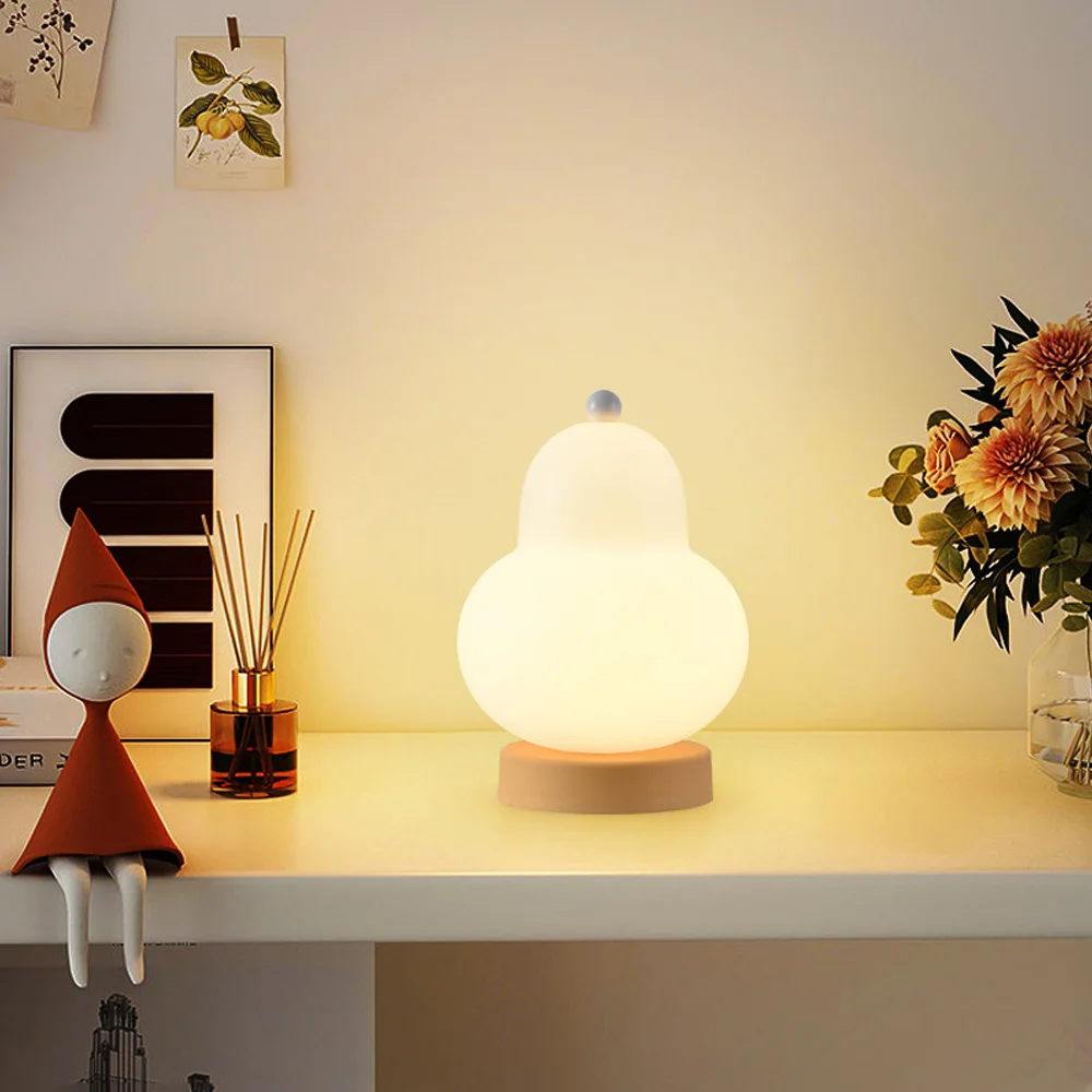 Imagem -04 - Pear Shape Led Bedroom Bedside Lamp Aparência Creme Small Table Lamp Presente para o Quarto das Crianças