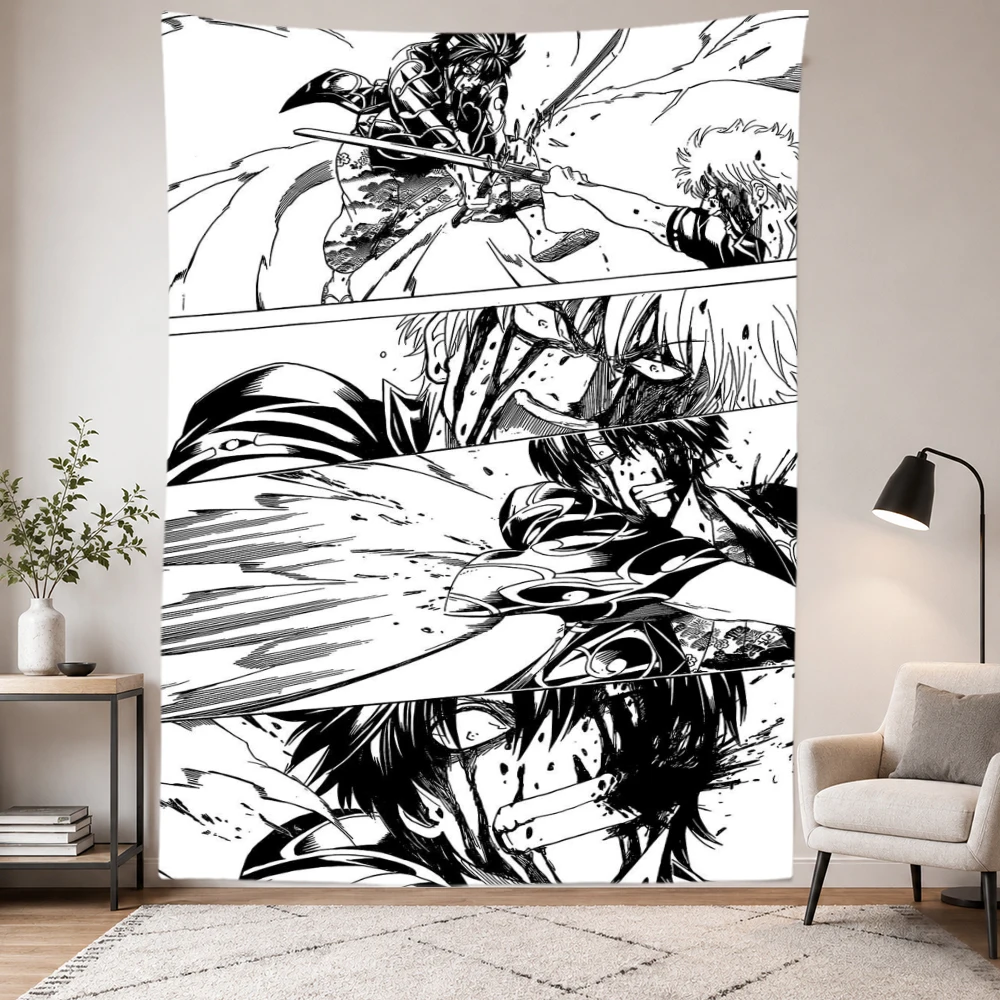 Retro Comic Battle Scene Print Tapestry Aesthetic Anime Wall Tapestry Lightweight Fabric Backdrop for Party Room Decoration Gift