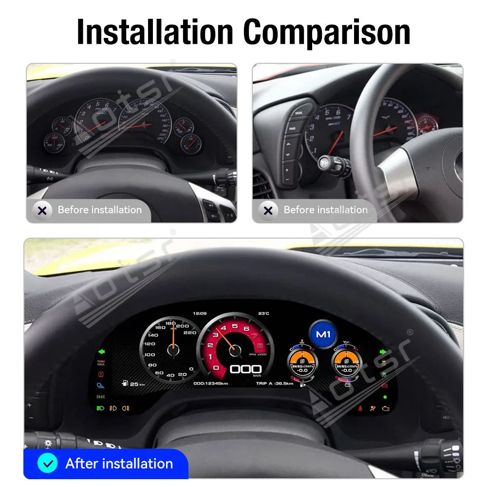 Car LCD Digital Cluster For Chevrolet Corvette C6 2005‑2013 Dashboard Virtual Cockpit Instrument Auto Speed Meter Ai HD Screen