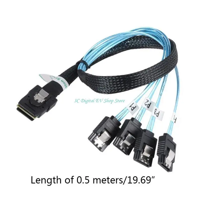 E74D Mini Host/Controller to 4 Target/Backplane Mini 36Pin SFF-8087 Male to 4 7Pin Female Cable Replacement