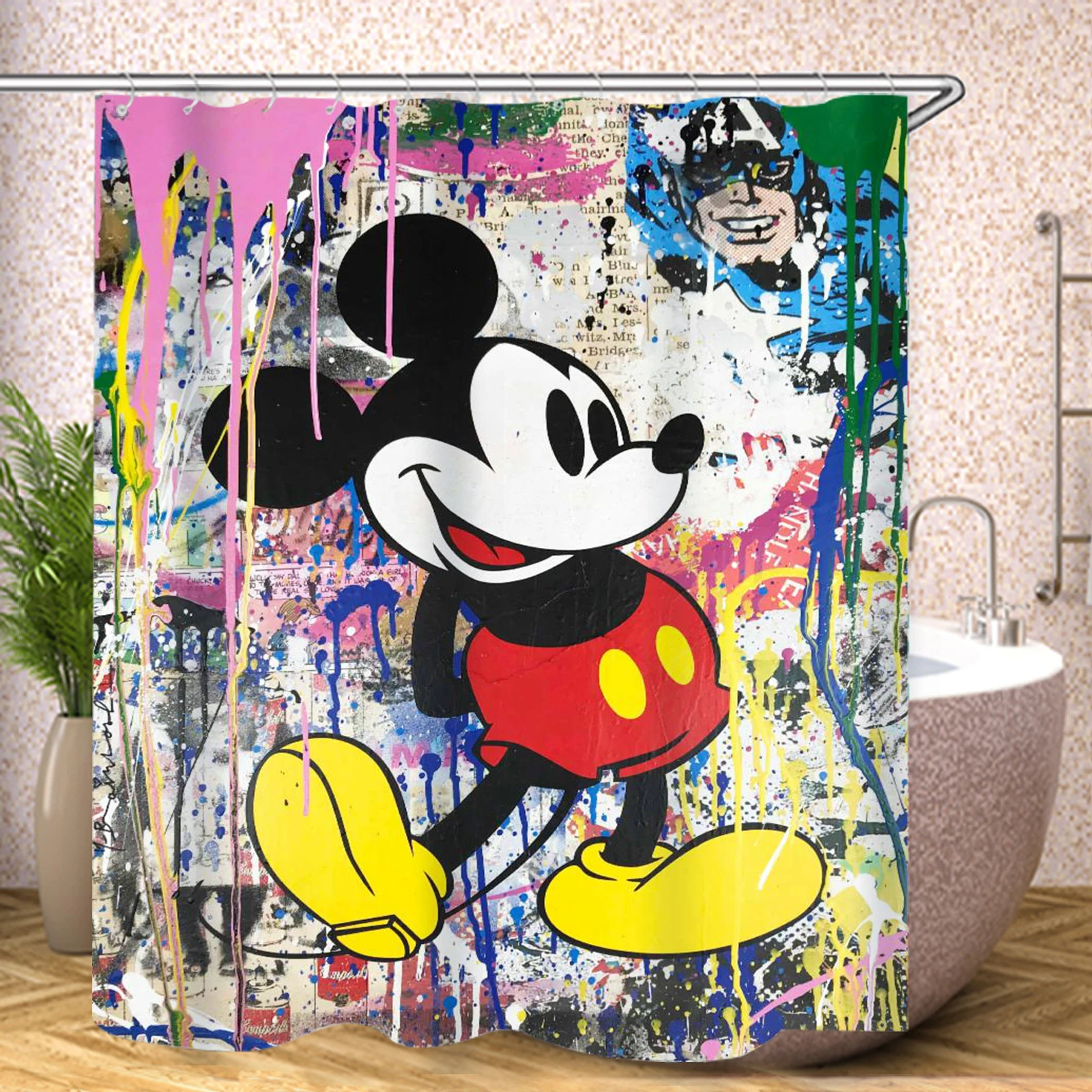 Mickey Anime Shower Curtain Bathroom Accessories Sets Full Set For Luxury Bath Waterproof