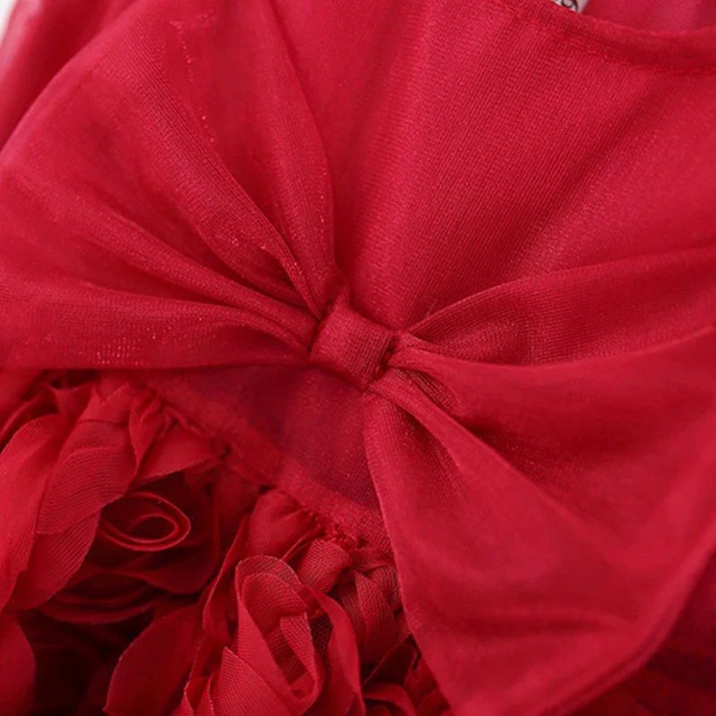 Summer New Sweet Bow Baby Girl Princess Dress, Red Rose Skirt Children\'S Sleeveless Clothes (9 Months -3 Years Old)