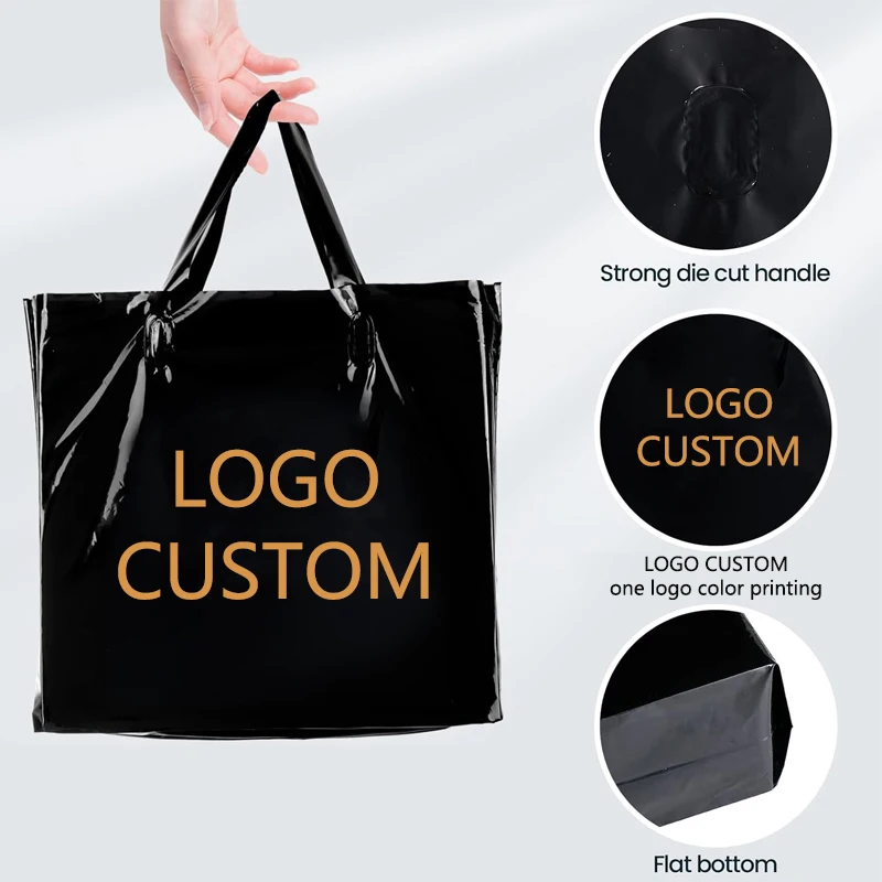 Duty Plastic Bag With Handle Reusable Shopping Merchandise Packaging Bags For Small Business 100Pcs Boutique Retail Gifts Bag