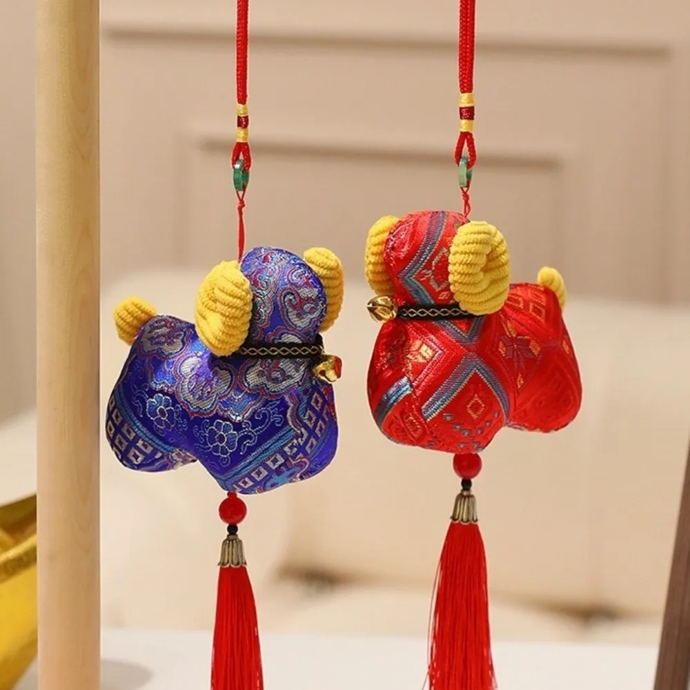 Chinese Zodiac Goat Hanging Ornament Traditional Kawaii Stuffed Lamb Pendant Mascot With Tassel Sheep Keychain