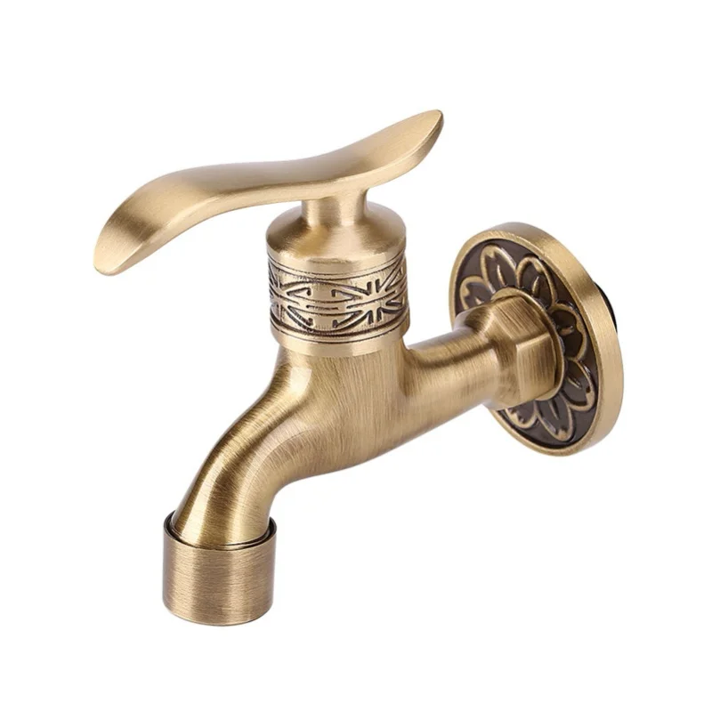 

Antique Style Brass Washing Machine Faucet Wall Mount Laundry Cold Water Tap Bathroom Use