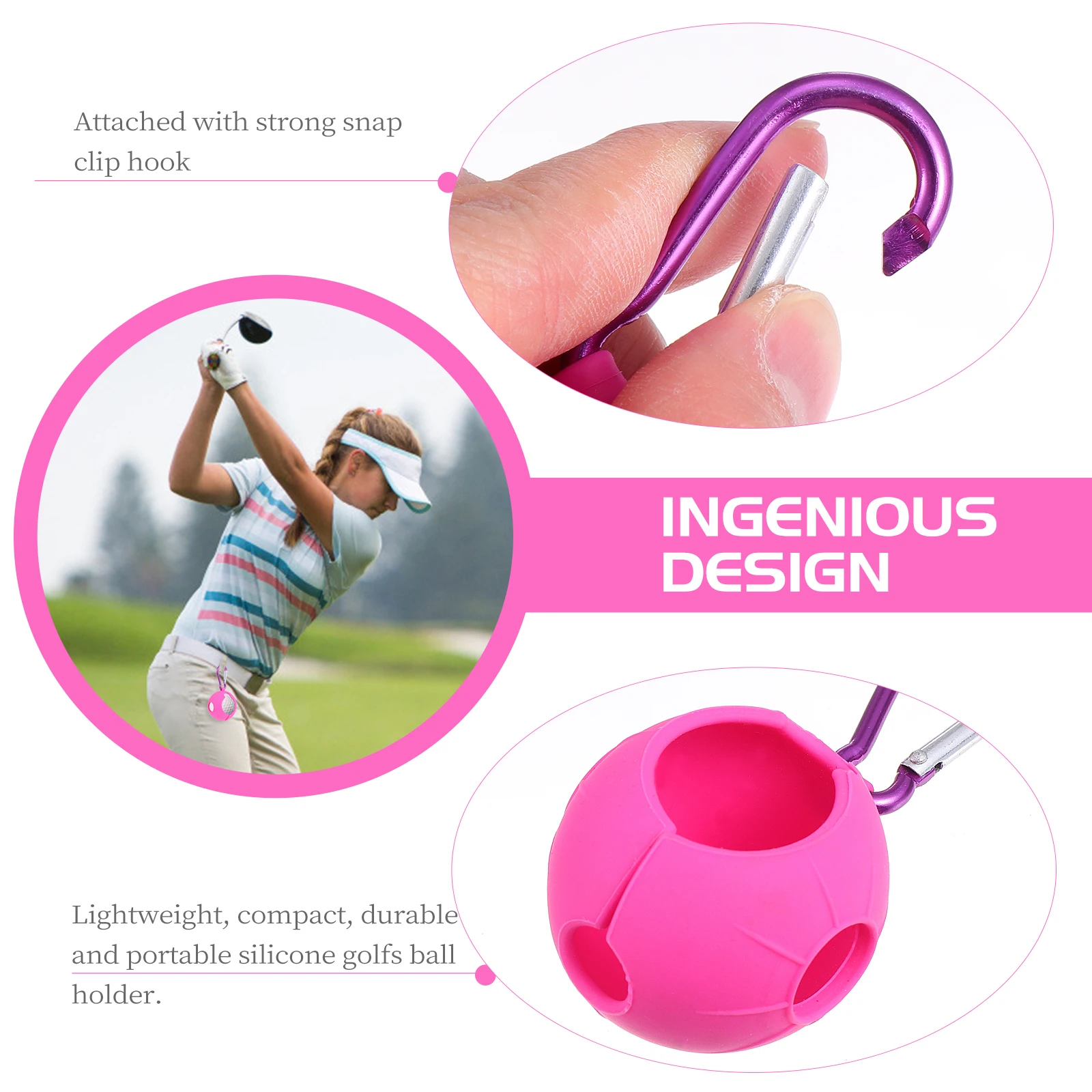 

2pcs Silicone Golf Ball Holder Dual Storage Carrier Snap Clip Hook Lightweight Durable Protection Sleeve For Golf Bag Waist Belt