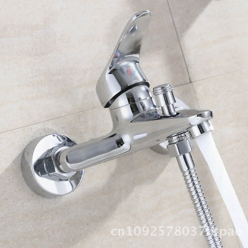 

All Copper Triple Mixing Valve Shower Faucet Hot And Cold Water Mixing Bathroom Faucet with Bathtub Heater Simple Shower Set