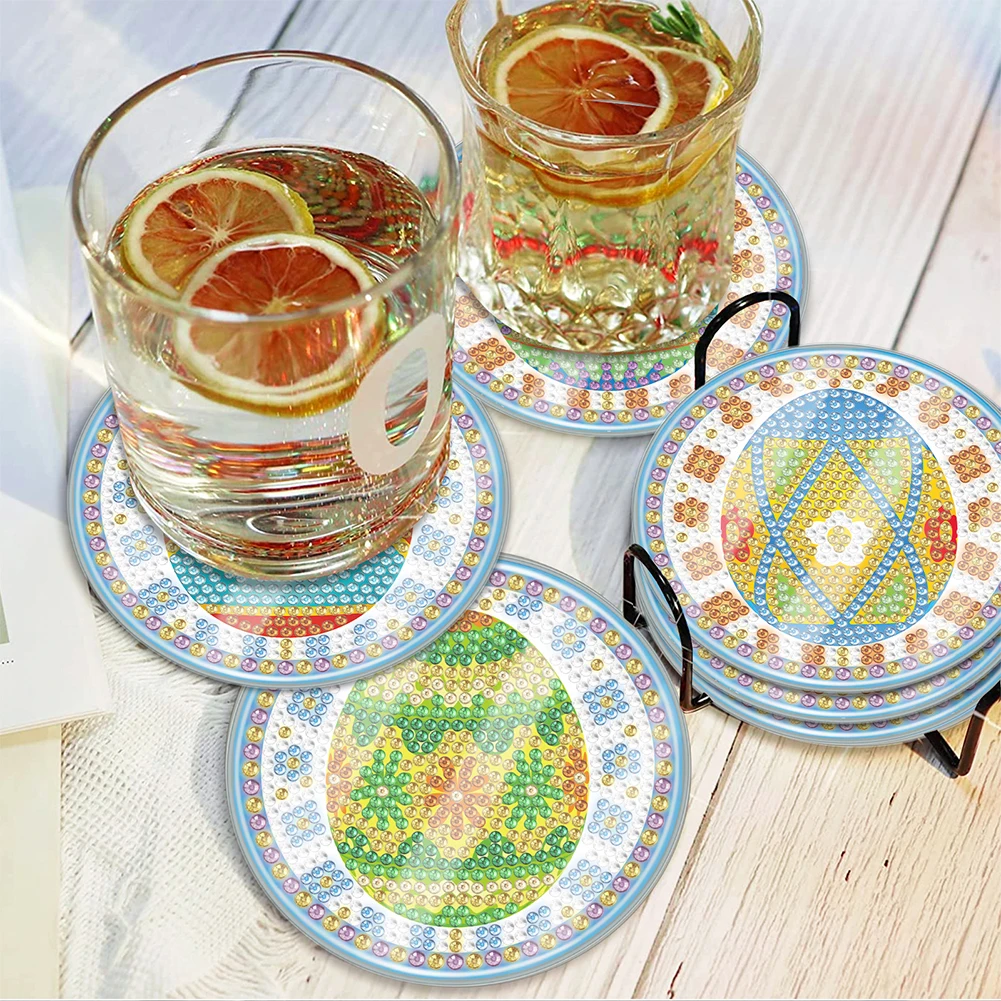 

6 Pcs Diamond Painting DIY Coaster Gnome Special Shape Diamond Painting Crafts Coaster Washable Easter for Adults Kids Beginner