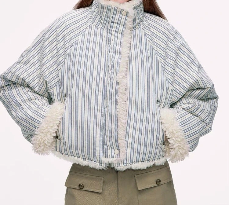 سترة قطن من جلد الخراف على الوجهين بتصميم عتيق سترة قصيرة للنساء في خريف وشتاء 2025 بلوزة غير رسمية فضفاضة جديدة #3