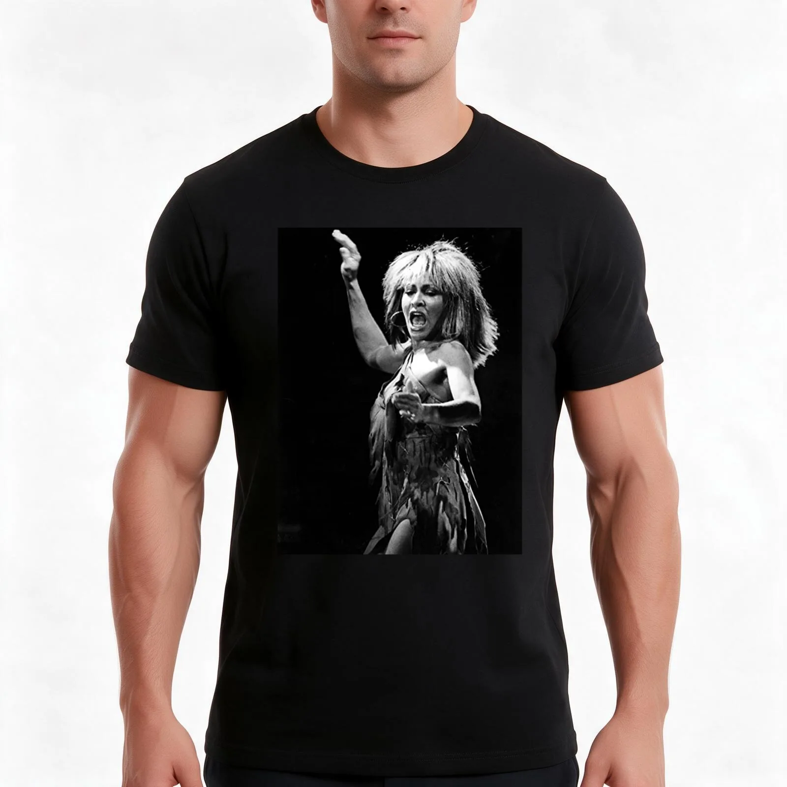 Black and wite with Tina T-Shirt, Summer Casual Cotton Tee, Oversized Streetwear Tops, Vintage Graphic Print, Unisex Men Women