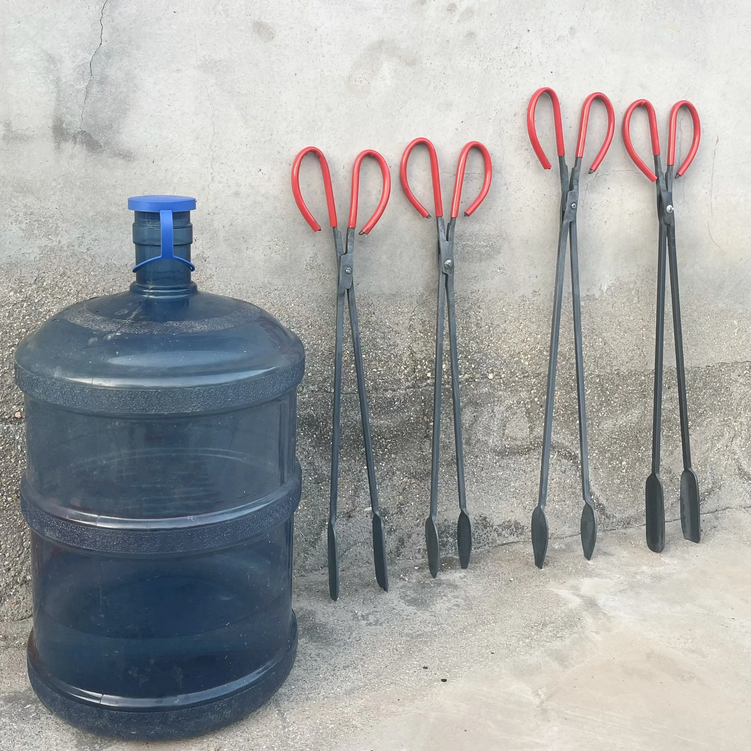 Multi purpose cleaning pliers, outdoor picnic fire tongs, coal tongs, garbage tongs, hand forged, wide mouth design, elongated,