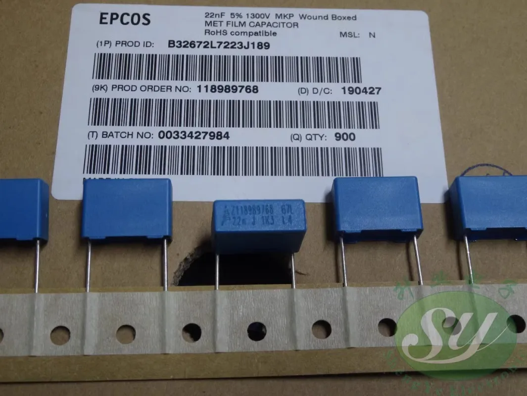 

5PCS EPCOS 0.022uf/1300v 22nf 223 New 15MM thin film capacitor B32672L7223J189