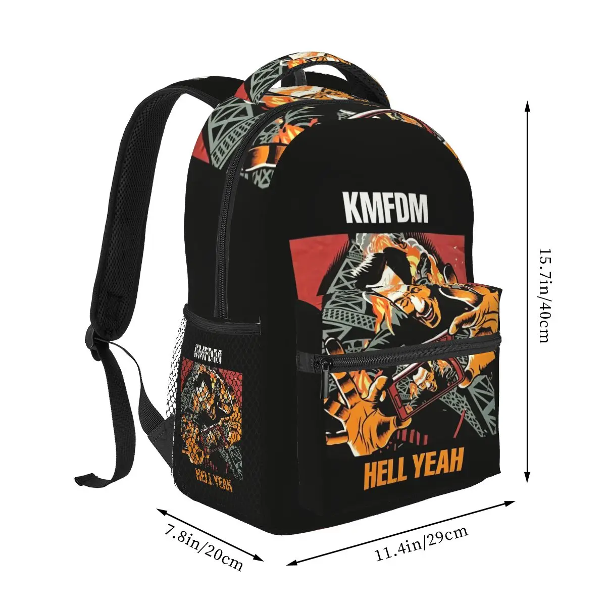 KMFDM Hell Yeah Tour Concert Industrial Metal Rock Band Student Backpack School Bag Daypack for Men Women  Bookbag Shoulder Bags