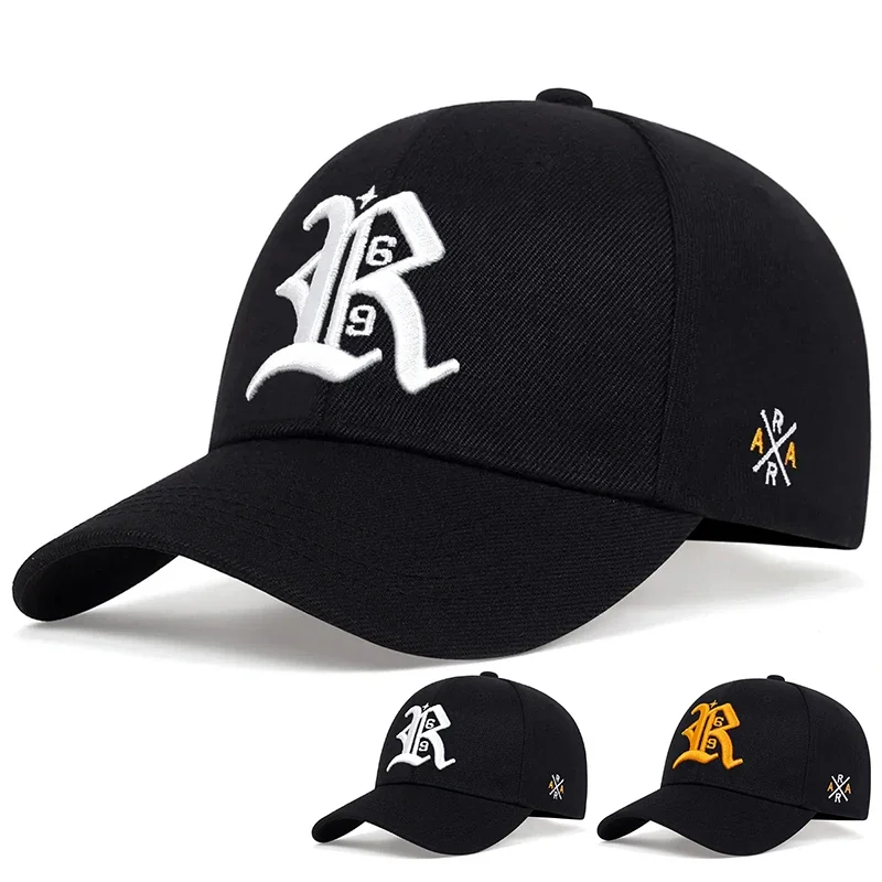 Unisex R Letter Side AR Embroidery Snapback Baseball Caps Spring Autumn Outdoor Adjustable Casual Hats Sunscreen Hat Sports Cap