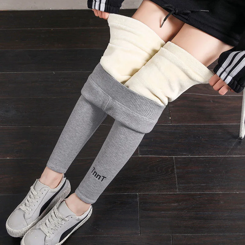 Thick Fleece Lined Thermal Leggings Hot Vertical Thin Striped Women Winter Pants Stretchy High Waist Soft Leggings Booty Lifting