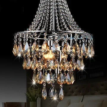 Modern Brief Cognac Color Class A K9 Crystal Chandeliers AC90-260V Diameter 40cm High 65cm 3* E14 Light Source