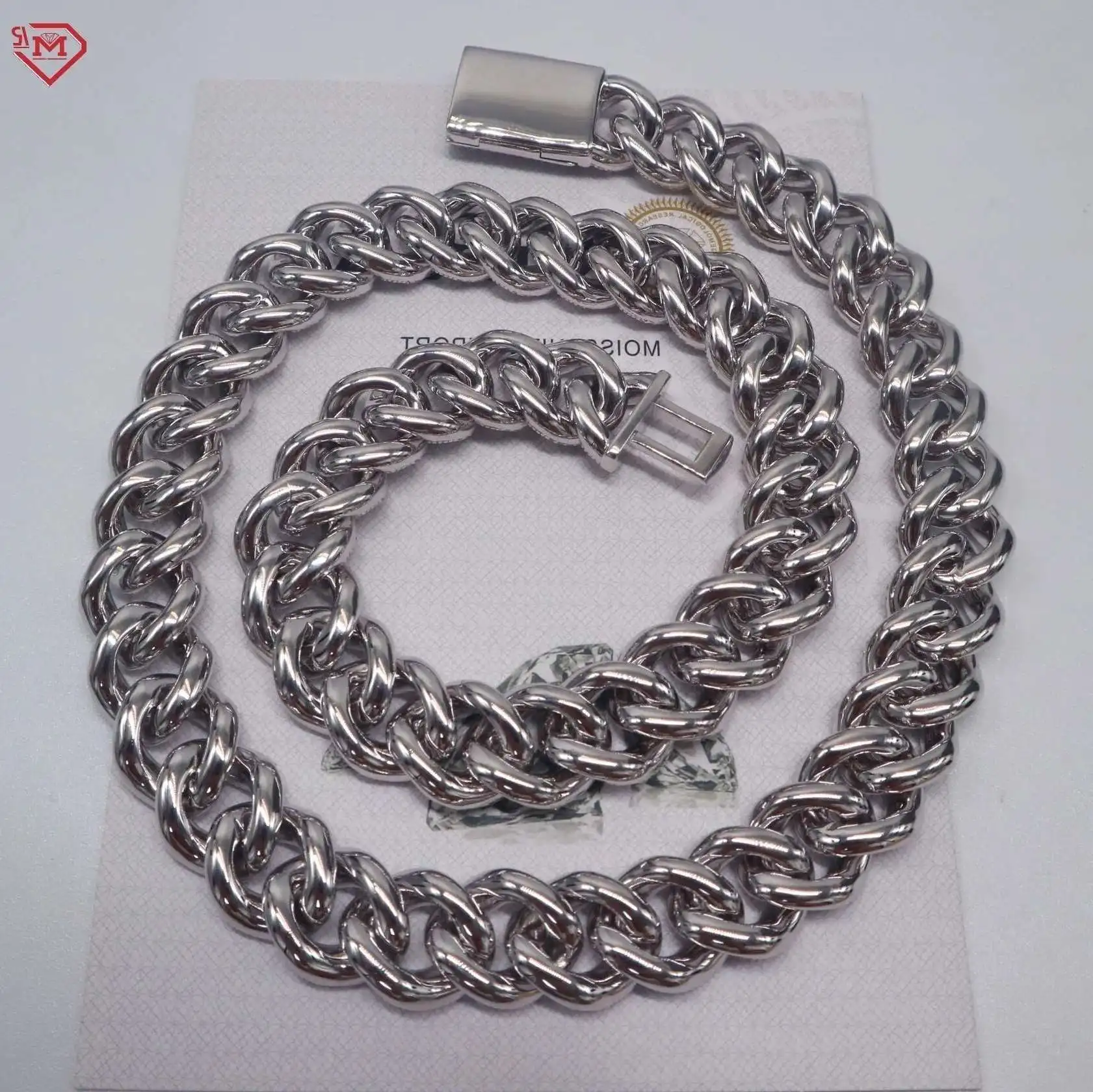 

Hip Hop Cuban Chain 18mm 3 Rows S925 Sterling Sparkling Iced Out Miami VVS Moissanite Cuban Link Chain
