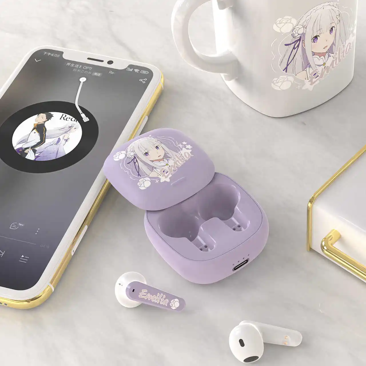 

Official Re Zero Emilia Anime Bone Conduction Bluetooth Earbuds In Ear Wireless Headphones Collectible Gift