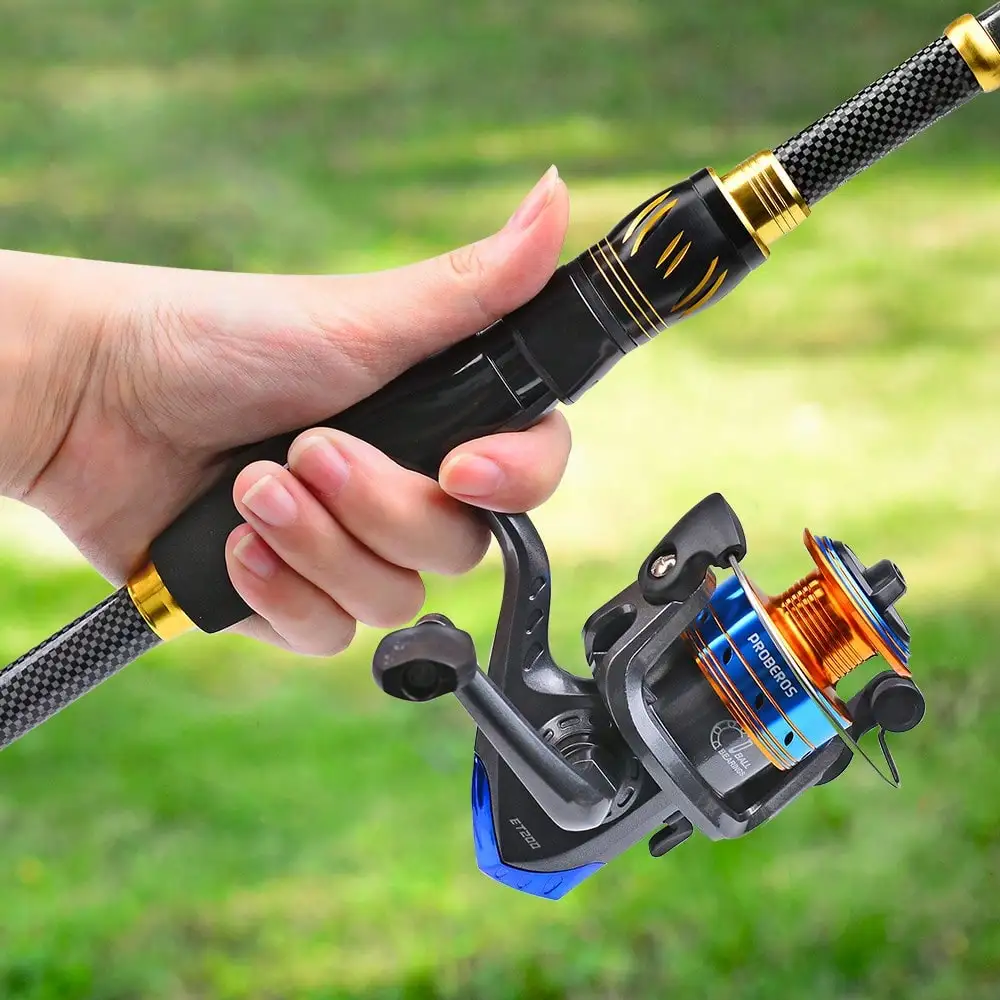 PRO BEROS Proberos Fishing Rod Kit, 4.9FT-7.9FT Carbon Fiber Reel Combo Pole And Telescopic Fishing With Line Lures Tackle Hooks Reel Carrier Bag For Adults Saltwater Freshwater Travel