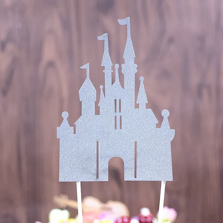 Multi-layer Stereoscopic Cartoon Fairy Tale Castle Cake Decoration Pink Blue Gold Cake Topper Happy Birthday Party Decor Kids image 6
