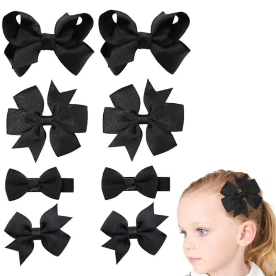 

Baby Girls Hair Accessories Set, 8 PCS Fully Lined Baby Bows 2inch 3inch Hair Bows Alligator Clips for Baby Girls Infants Toddl