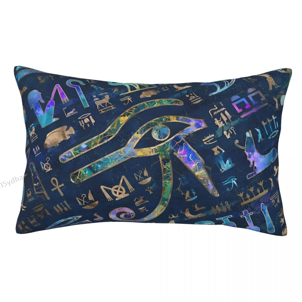 Egyptian Hieroglyphs Mixed Texure Abstract Polyester Pillowcase Bedroom Decorative Soft Pillow Cover Pillowcase