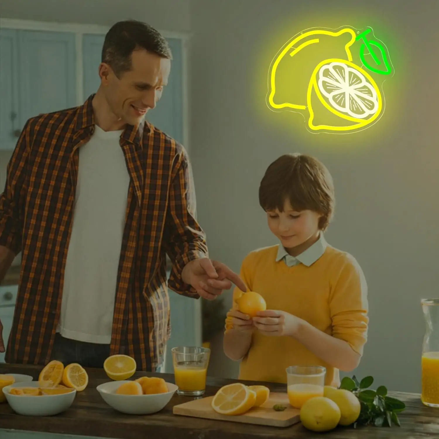 Lemon Neon Sign Dimmable LED Light Up Sign for Home Kitchen Bathroom Bar Lemon Themed Party Summer Fruit Wall Art Decor view 4