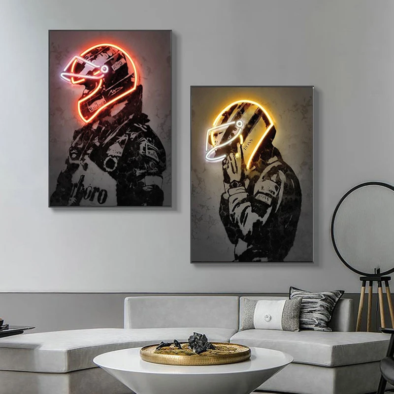 Neon Effects Motorcycle Racer Canvas Painting Poster Print Vintage Fashion Wall Art Motorcycle Enthusiast Home Decor Gift