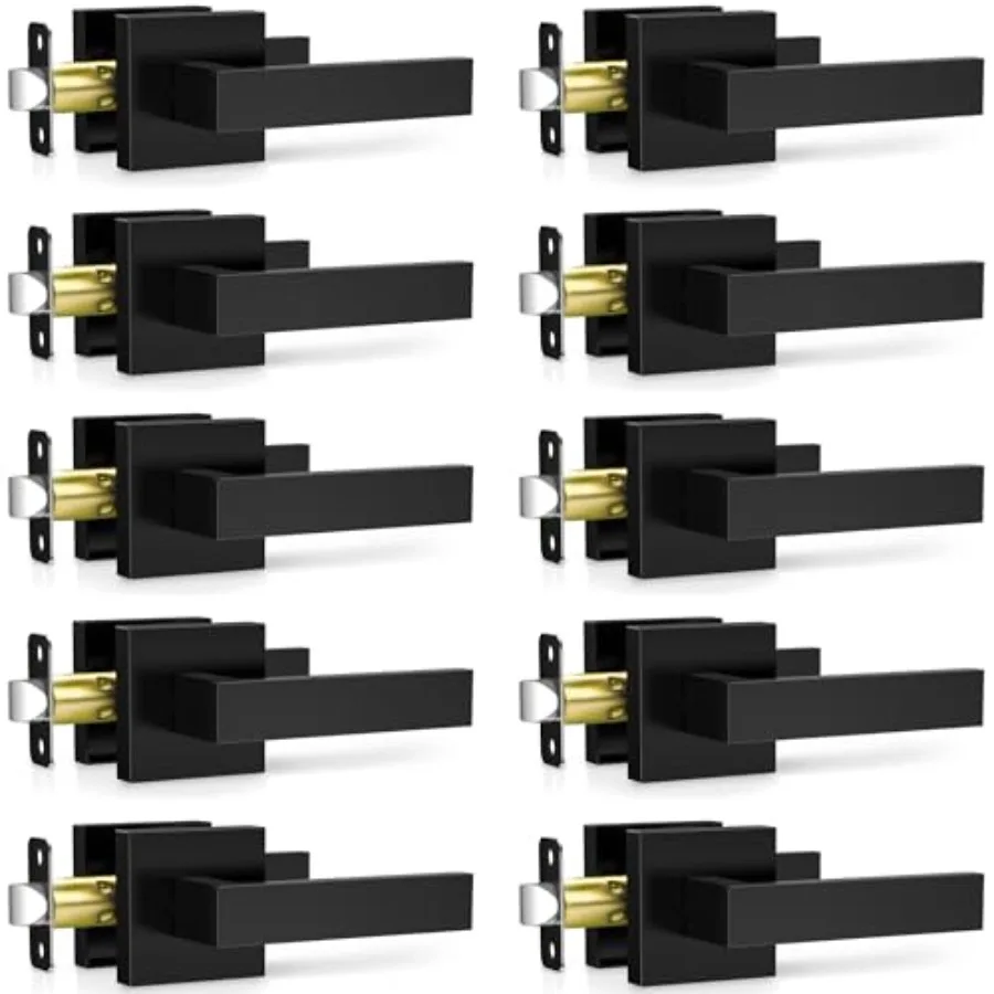 

Pack Matte Black Door Handles Interior, Passage Door Knobs Closet Door Levers for Hallway, Heavy Duty Square Doorknob Non-Locki