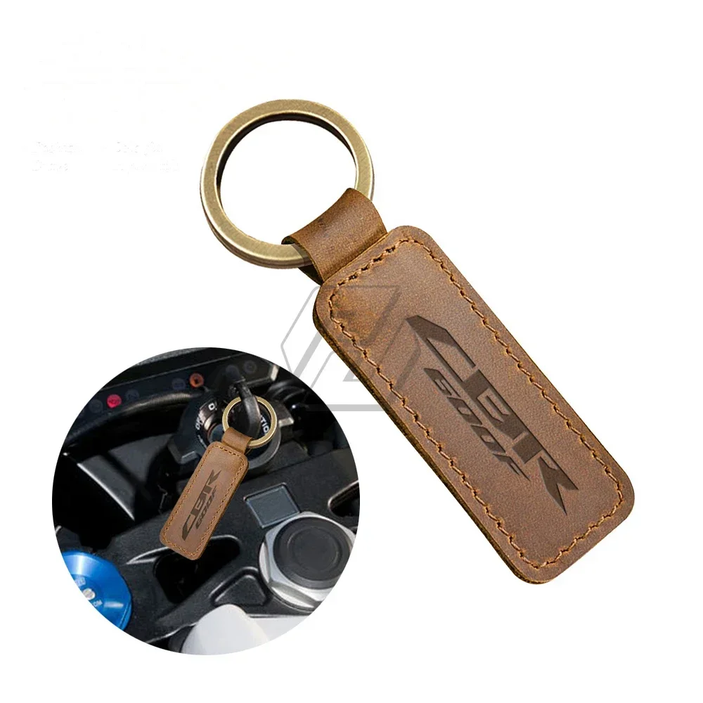 For Honda CBR600F CBR 600F Motorbike Key Motorcycle Keychain Cowhide Key Ring