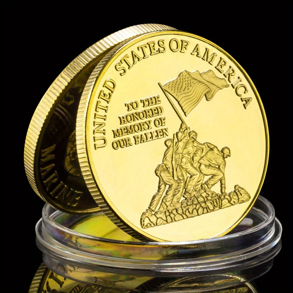 United States of America Marine Corps Collectible Gold Plated Souvenir Coin The Honored Memory of Our Fallen Commemorative Coin