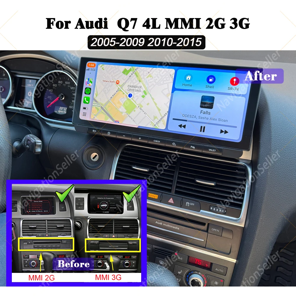 

12.3" Android 15 Auto Radio CarPlay For Audi Q7 4L 2005-2015 MMI 2G 3G GPS Navigation Car Multimedia Player Stereo Touch Screen