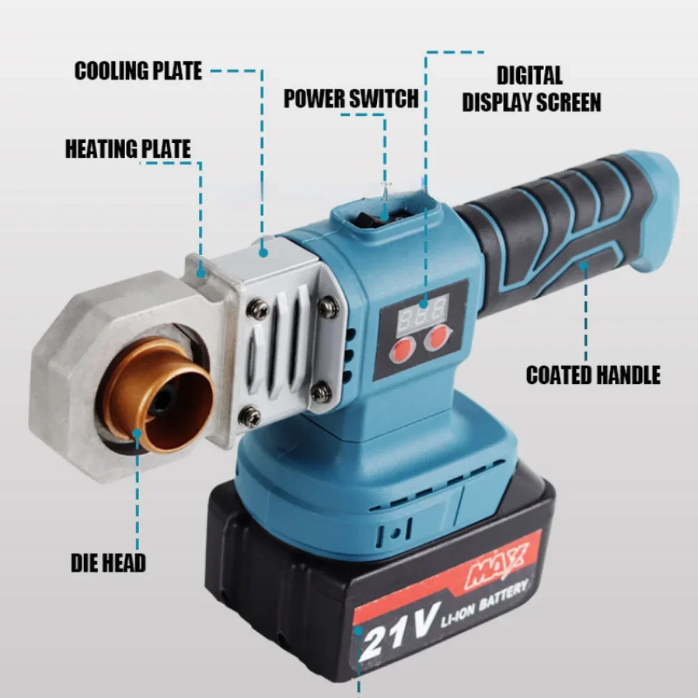 Saldatrice per tubi 1400W 20-32mm saldatura per tubi saldatura in plastica PP/PPR/PB/PE riscaldamento per tubi strumento Hot Melt per batteria