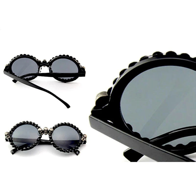 Gothic Skull Sunglasses Halloween Christmas Cat Eye Crystal Punk Sun Glasses