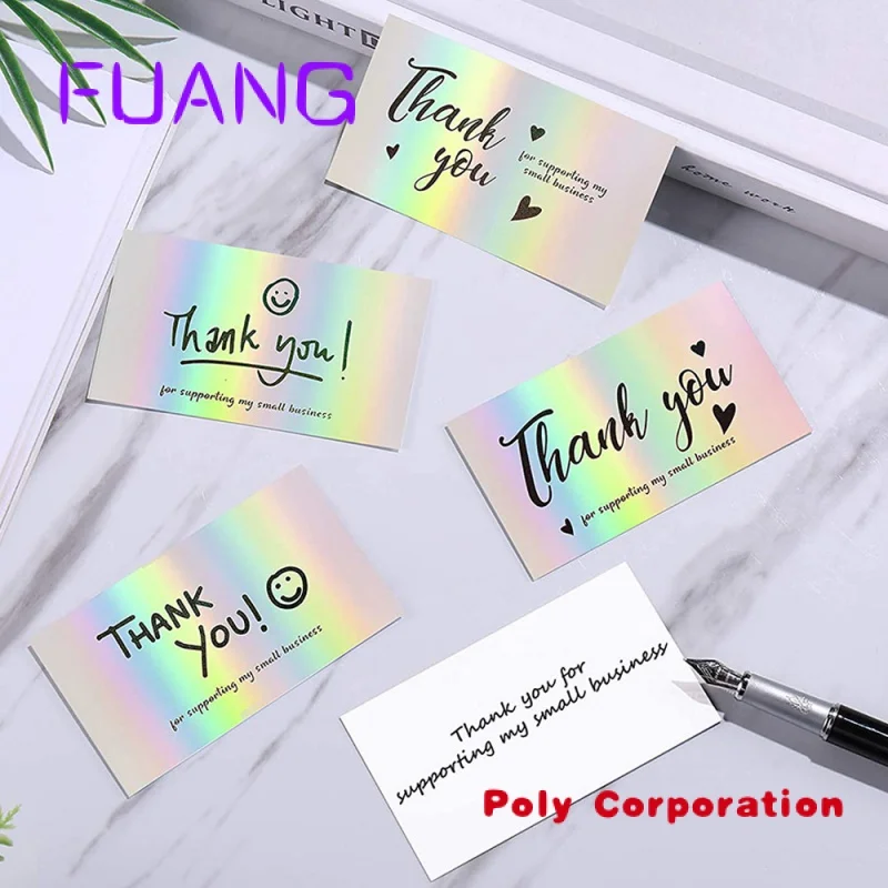 

Custom Gordon Ribbons Customized Holographic Design Laser Paper Printing Business Thank You Greeting Rainbow Card