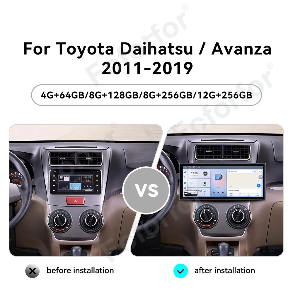 Reproductor Multimedia para Auto Android 15, Pantalla Táctil HD de 15.8 Pulgadas, CarPlay, Navegación GPS, Radio para Toyota Daihatsu / Avanza 2011-2019
