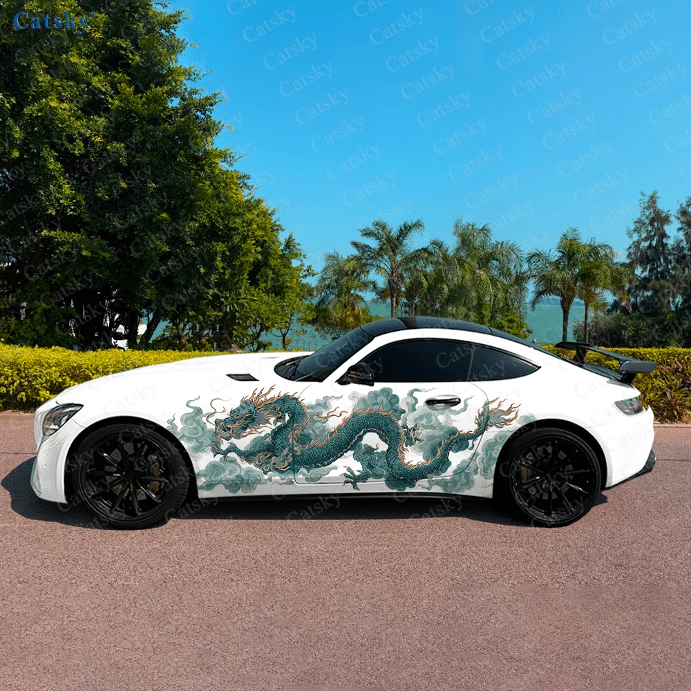 Colorful Dragon Special Car Side Sticker Decor, PVC Waterproof Scratch Resistant Decal, Car Protection, Auto Accessories Gift