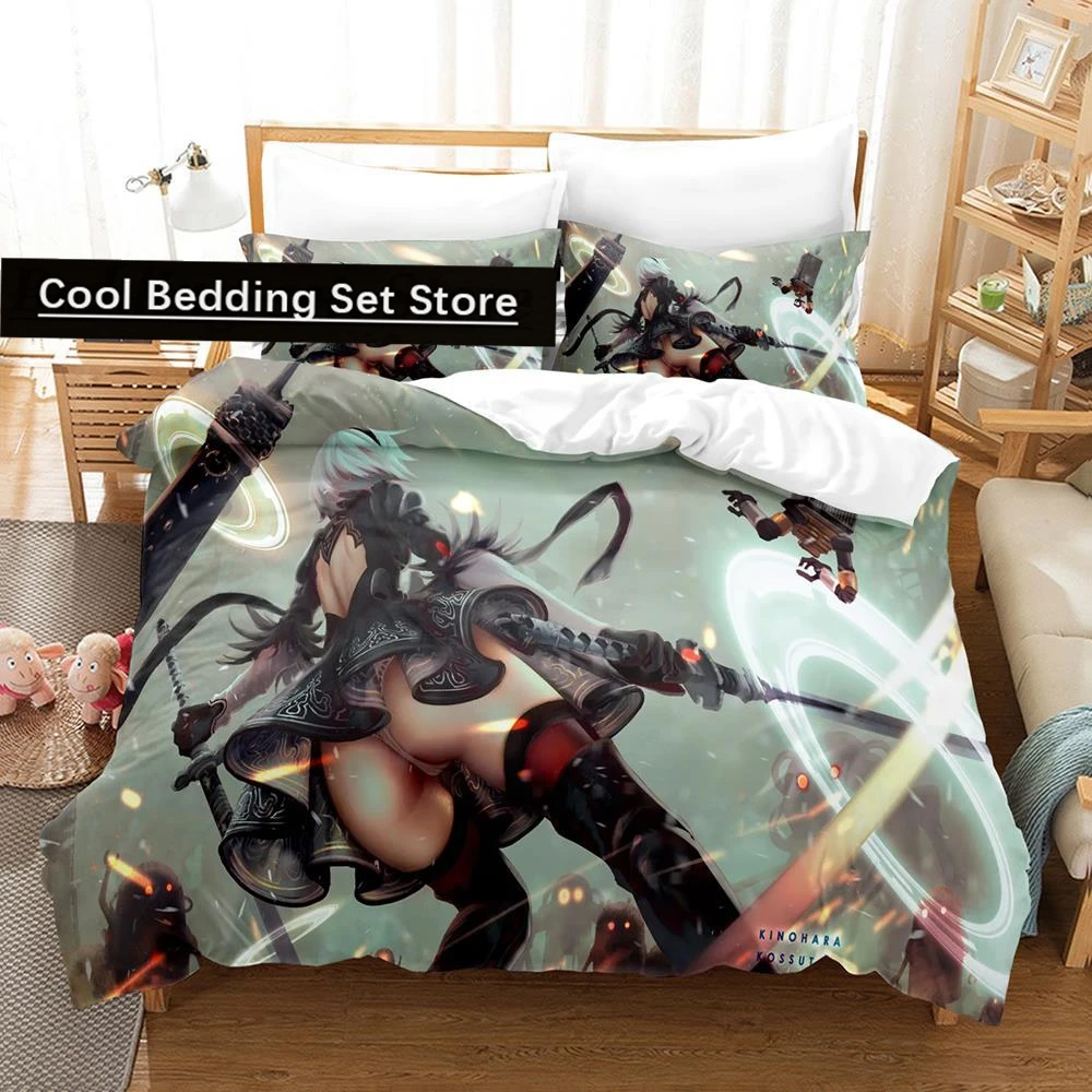 

NieR:Automata Bedding Set Single Twin Full Queen King Size Bed Set Aldult Kid Bedroom Duvetcover Sets 3D Print Game Anime 2022