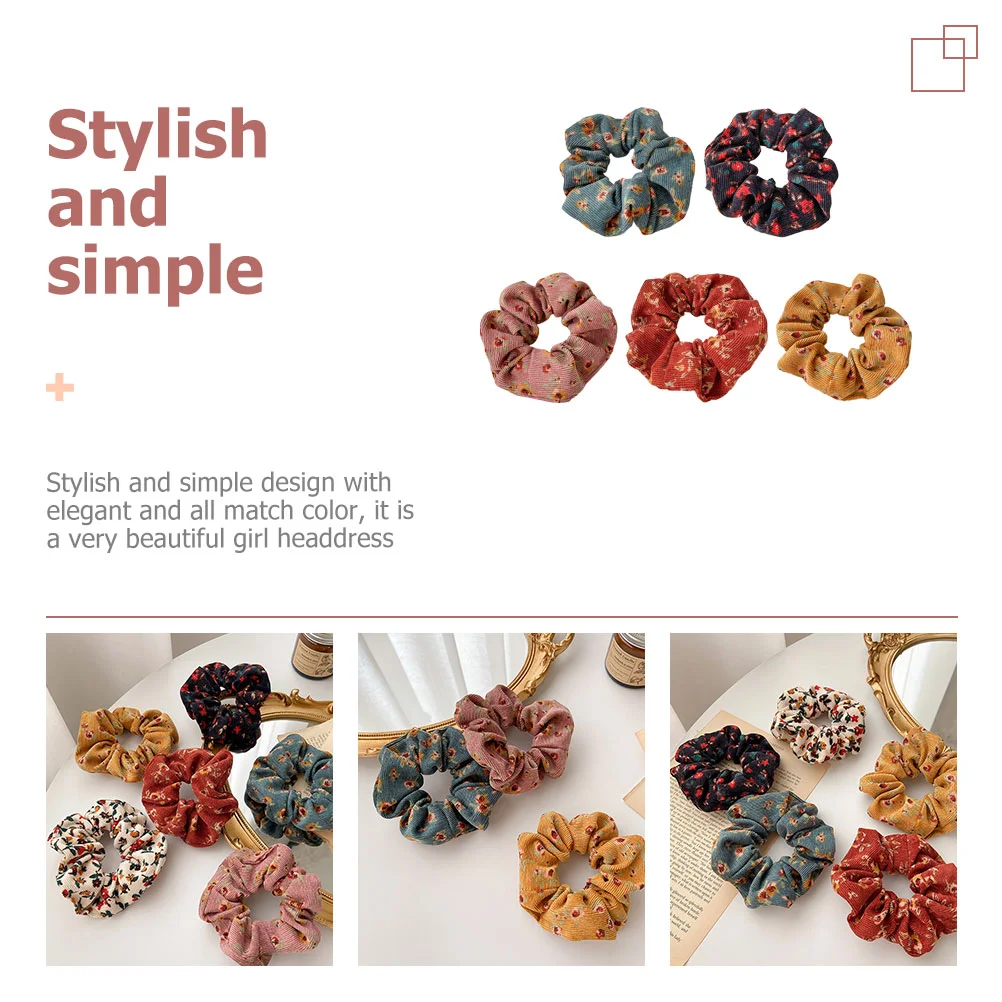 5 Pcs Corduroy Scrunchie Scrunchies for Women Hair Ties Elasticity High Girls Headdress Ornaments Vintage Miss Accessories