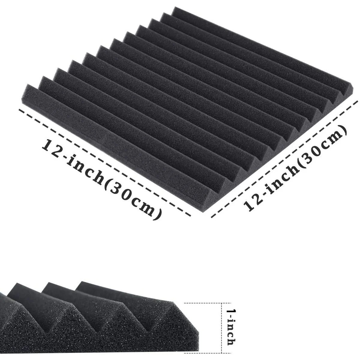 

CGDS-50Pcs Acoustic Soundproof Foam Sound Absorbing Panels Sound Insulation Panels Wedge For Studio Walls Ceiling,1X12x12inch