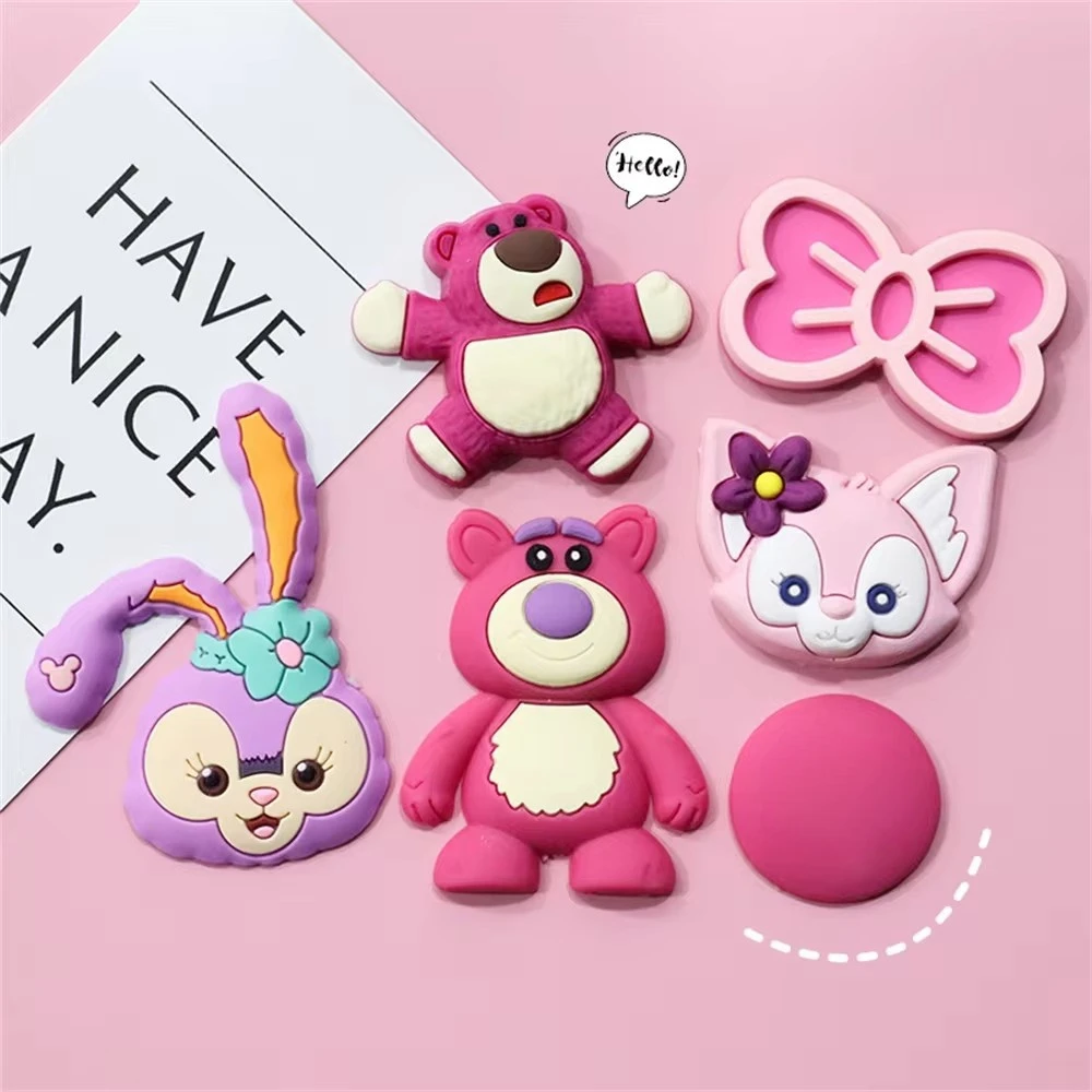 MINISO Cartoon Cute Strawberry Bear PVC Shoe Accessories DIY Charms Children's And Girls' Sandals Accessories