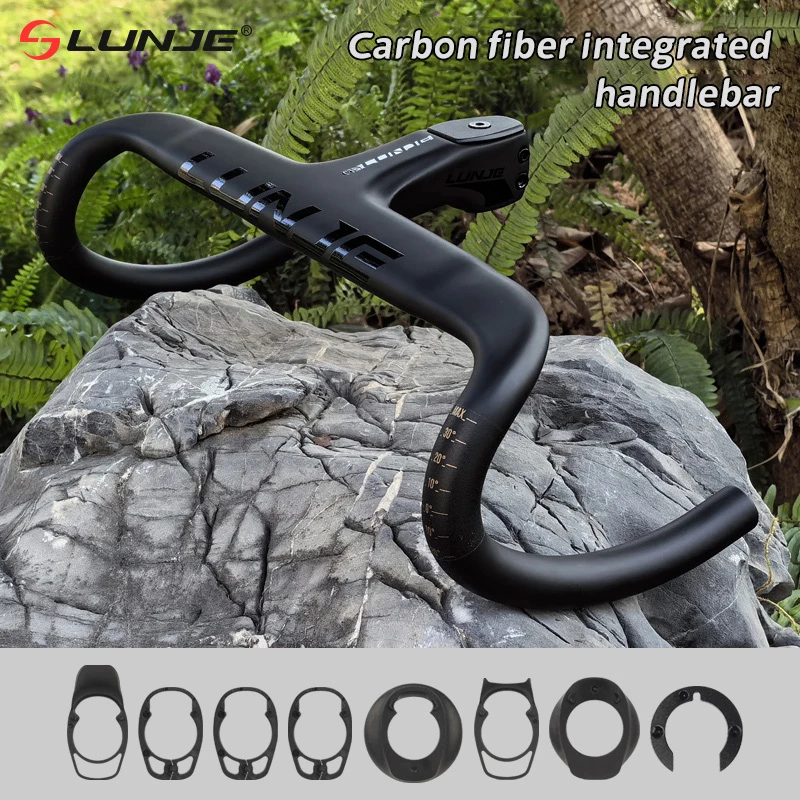 AliExpress LUNJE Mtb Full Carbon Fiber Road Bike Handlebar -10° Handle Bar Integrated Carbon Handlebar Cycling Bent Bars 360/380/400/420/440mm