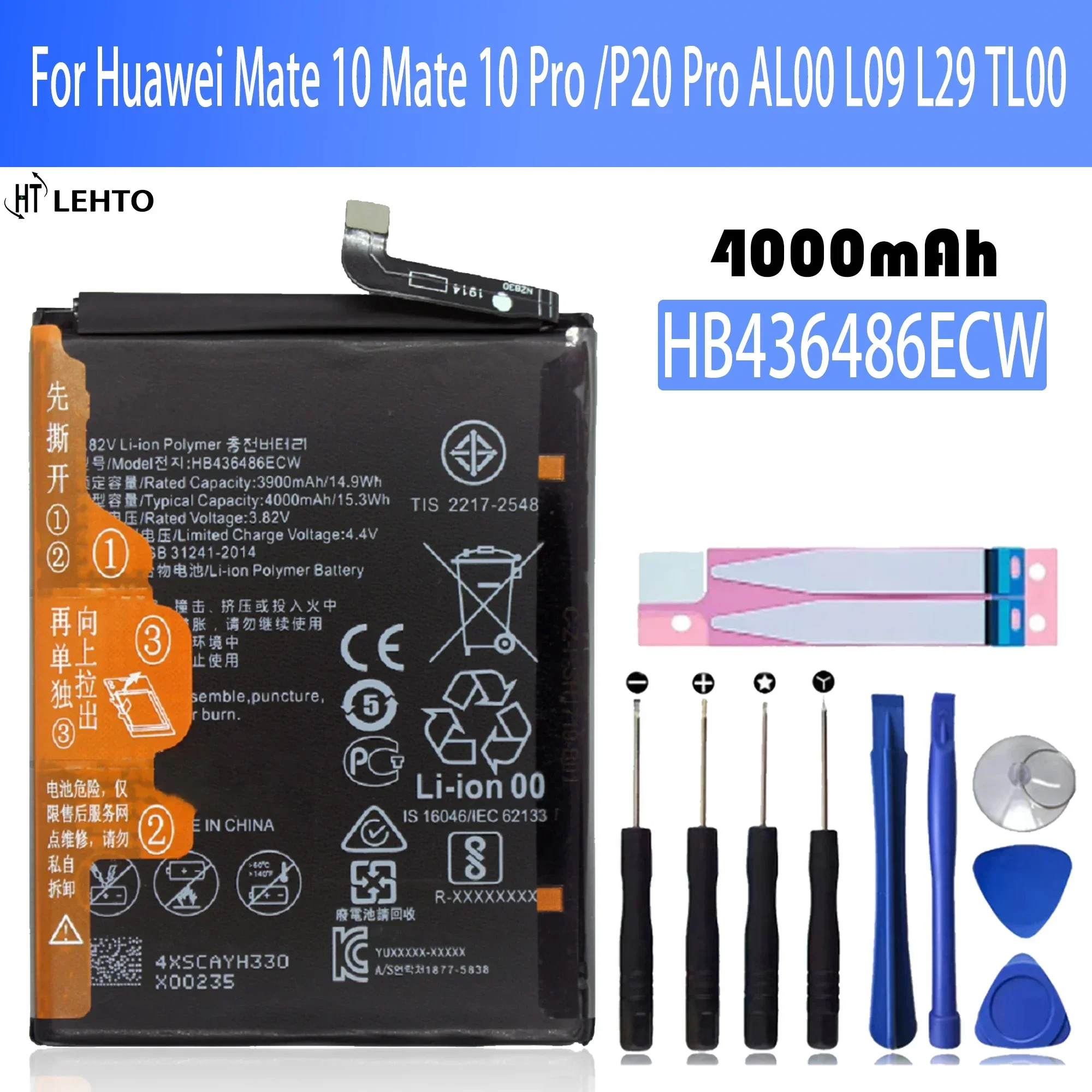 100% Original HB436486ECW 4000mAh Battery For Huawei Mate 10 Mate 10 Pro /P20 Pro AL00 L09 L29 TL00 Batteries +Tools