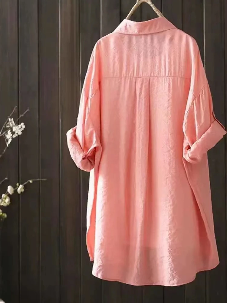 

Women's Ultra-Thin Sun-Protective irt 2023 New Mid-Length Silk-Like Outerwear Cardigan Korean Sle Long Sve Loose Fit