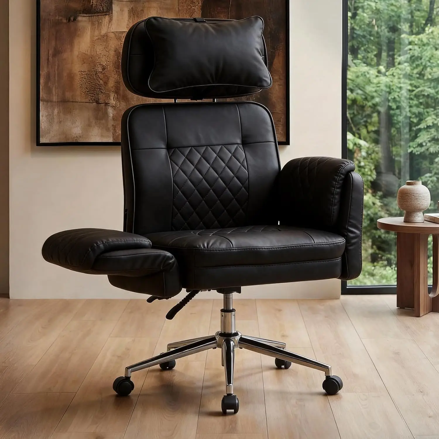 

Tall Office Chair - Criss Cross Leather High Back Executive Office Chair with Armrests & Wheels, Ergonomic Computer Gami
