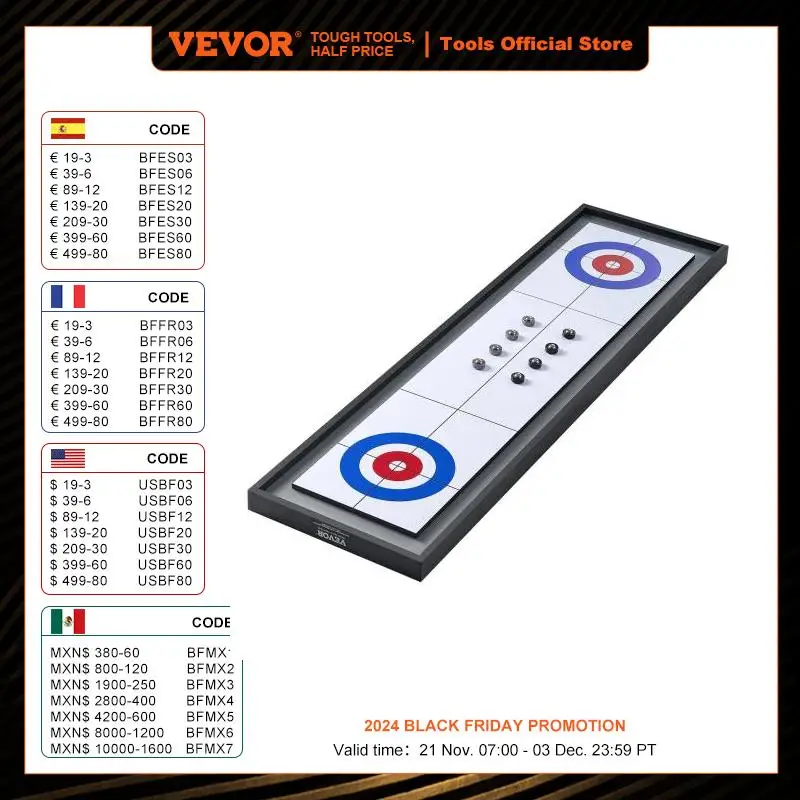 VEVOR Shuffleboard and Curling 2 in 1 Board Games Two Sided Tabletop Shuffleboard with Shuffleboard and Curling Combo Game Set