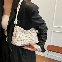 Hobos borsa ascellare scozzese di lana morbida Appliques borsa a tracolla Dacron stile coreano nuove borse firmate di lusso Party