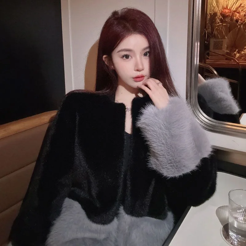 Autumn And Winter New Ladies Temperament Beautiful Fashion Niche Korean Version Of Color Matching Imitation Fox Fur Coat Women