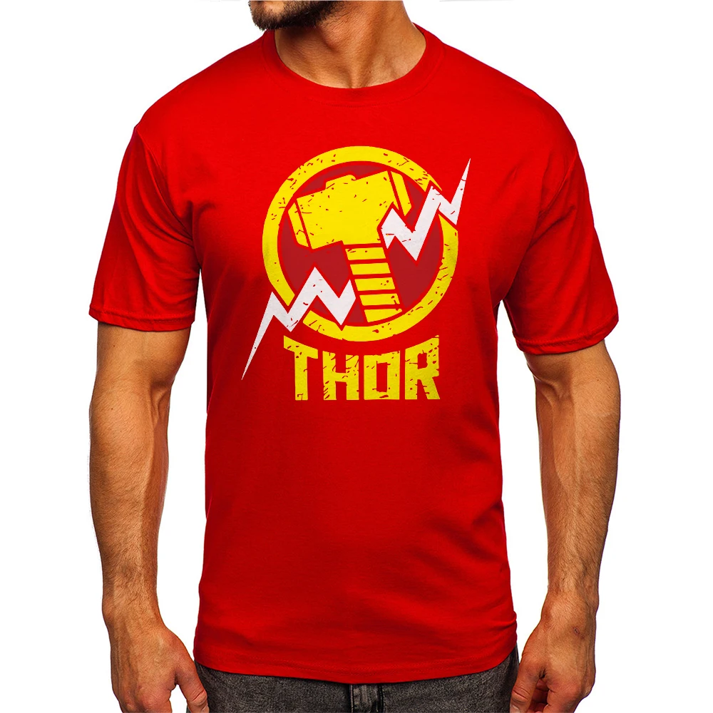 Men's Thor Logo Printed Funny T-Shirt 100% Cotton Oversized Casual Graphic Tees for Men Women Summer Tops