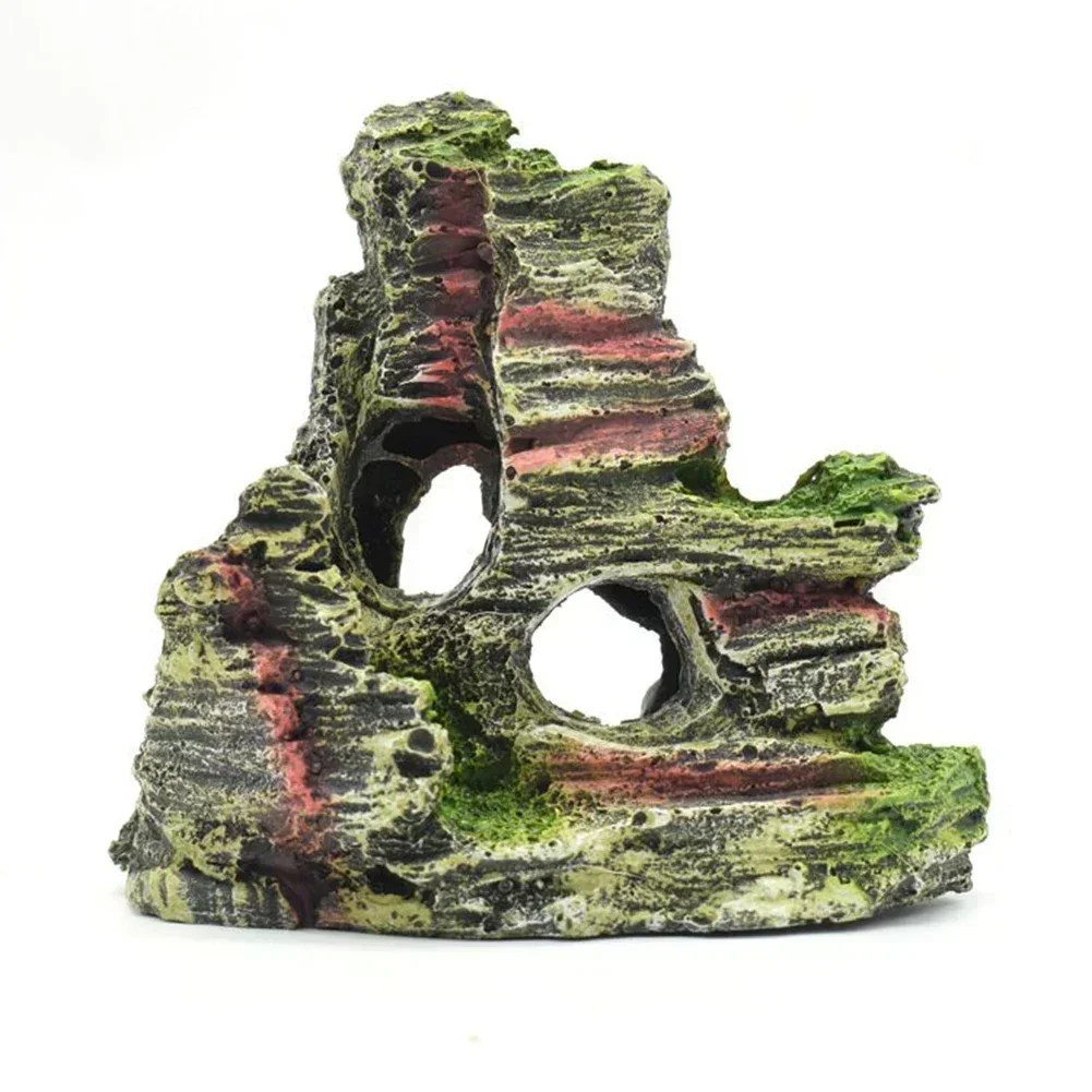 Mountain View Aquarium Rock Cave Tree Bridge Fish Tank Ornament Rockery Landscaping Artificial Mountain Rockery Aquarium Decor